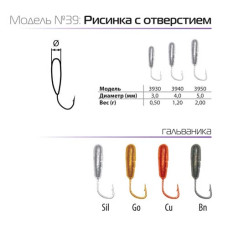 Мормышки вольфрамовые SPIDER рисинка с отверстием