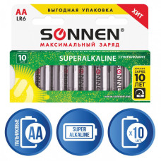 Батарейки алкалиновые Sonnen Super Alkaline LR06 (АА) 10 шт 454231 (3)