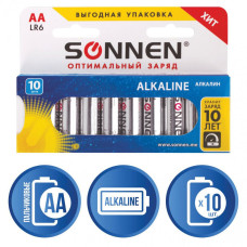 Батарейки алкалиновые Sonnen Alkaline LR6 (АА) 10 шт 451086 (6)