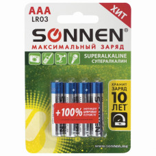 Батарейки алкалиновые Sonnen Super Alkaline LR03 (AAA) 4 шт 451096 (12)