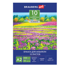 Папка для акварели А2 Brauberg Art Classic Луг 10 листов 200 г/м2 среднее зерно 111062 (2)