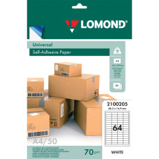Этикетка самоклеящаяся Lomond 48,5х16,9 мм 50 листов по 64 шт белая 2100205