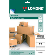 Этикетка самоклеящаяся Lomond 70х32 мм 50 листов по 27 шт белая 2100185/123710 (1)