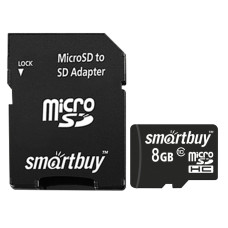 Карта памяти micro SDHC 8 GB Smartbuy 10 Мб/сек (class 10) с адаптером (3)