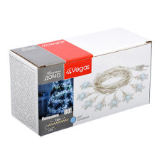 Светодиодная гирлянда для дома (холодный свет) Vegas Снежинки 80 LED, 10 м, 220V 55082