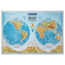 Карта мира физическая интерактивная Полушария Brauberg 101х69 см 1:37М 112375 (4)