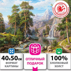 Картина по номерам 40х50 см, ОСТРОВ СОКРОВИЩ Водопад, на подрамнике, акрил, кисти, 663279 (1)