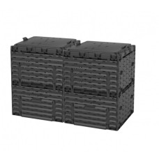 Компостер садовый 600л Piteco с крышкой K1130, K1030 чёрный (из 2-х мест)