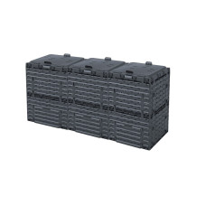 Компостер садовый 900л Piteco с крышкой K1130, K1030 чёрный (из 3-х мест)