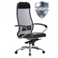Кресло руководителя Metta Samurai SL-1.04 сетка/кожа черное 531528 (1)