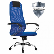 Кресло офисное Metta SU-B-8 ткань/сетка синее (1)