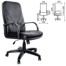 Кресло офисное Менеджер кожа черное К-01 (1)