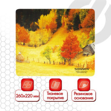 Коврик для мыши Sonnen FALL, резина + ткань, 260х220х3 мм, 513297
