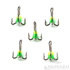 Крючок тройник Namazu светофор с каплей и камнем № 14, YG (5 шт.) N-HTL14YG