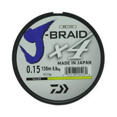 Леска плетеная Daiwa J-Braid X4 135м 0,15мм желтая