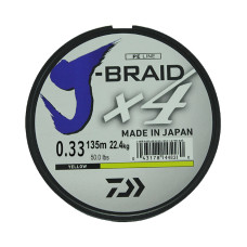 Леска плетеная Daiwa J-Braid X4 135м 0,33мм желтая