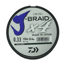Леска плетеная Daiwa J-Braid X4 135м 0,33мм зеленая