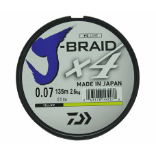 Леска плетеная Daiwa J-Braid X4 135м 0,07мм желтая
