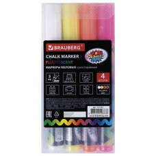 Маркеры меловые для стекла Brauberg Pop-Art линия 5 мм 4 цвета 151535 (1)
