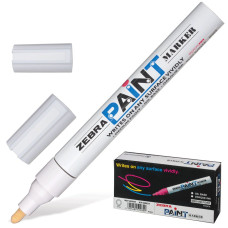 Маркер перманентный Zebra Paint  линия 2 мм белый MOP-200M-W