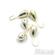 Мормышка Яман капля с отв., цвет Silver Plated, d 5 (5 шт.) Я-МР50