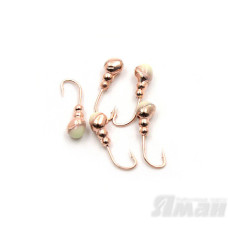 Мормышка Яман муравей с отв., цвет Copper Plated, с фосф. пяткой, d 4 (5 шт.) Я-МР164