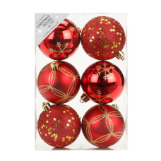 Набор ёлочных шаров INGE'S Christmas Decor 81075G003 d 8 см, красный (6 шт)