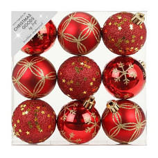 Набор ёлочных шаров INGE'S Christmas Decor 81074G003 d 6 см, красный (9 шт)