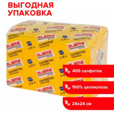 Салфетки бумажные  Лайма Big Pack 24х24 см 400 шт, желтые 111794