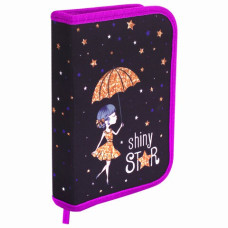 Пенал BRAUBERG, 1 отделение, 2 откидные планки, полиэстер, 21х14 см, Shiny star, 270312 (1)
