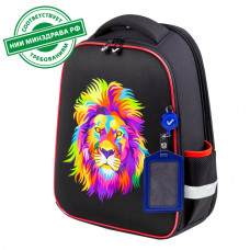 Ранец Brauberg FIT, 2 отделения, Colorful lion, 38х27х14 см, 270618