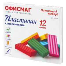 Пластилин классический Офисмаг 12 цветов 240 г со стеком 105724