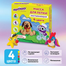 Масса для лепки затвердевающая Юнландик и Домашние Любимцы 4 цвета по 45 мл 105020