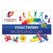 Пластилин классический Луч Классика 24 цвета 480 г со стеком 28С 1642-08