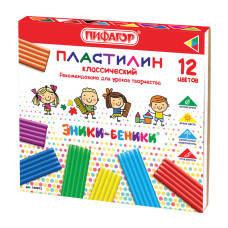 Пластилин классический Пифагор Эники-Беники 12 цветов 240 г со стеком 100973