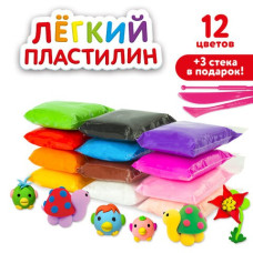 Пластилин воздушный застывающий 12 цветов 120 г 3 стека 105905 (6)