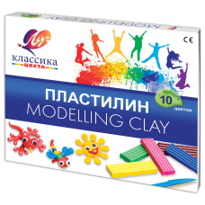 Пластилин классический Луч Классика 10 цветов 200 г со стеком 7С304-08