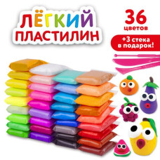Пластилин воздушный застывающий 36 цветов 360 г 3 стека 105907 (5)