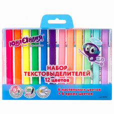 Набор текстовыделителей ЮНЛАНДИЯ 12 шт АССОРТИ COLORSTAR линия 1-4 мм 151718 (1)