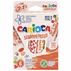 Фломастеры штампы смываемые Carioca 6 цветов 42279