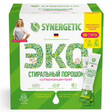 Стиральный порошок автомат 100 стиков SYNERGETIC концентрат биоразлагаемый 608261 (1)