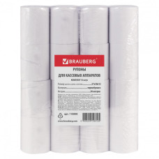 Чековая лента ТЕРМОБУМАГА 57 мм 46 мм 30 м 12 мм к-т 16 шт BRAUBERG 110898 (1)