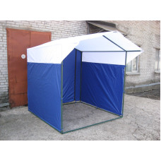 Палатка торговая Митек Домик 2,5х2,0 (труба D - 25 мм) (2 места) (белый/синий)