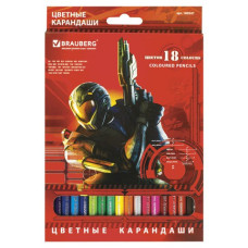Карандаши цветные Brauberg Star Patrol 18 цветов 180547 (4)