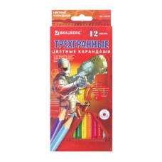 Карандаши цветные трехгранные Brauberg Star Patrol 12 цветов 180595 цена за 6 шт