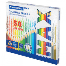 Карандаши цветные супермягкие яркие трехгранные BRAUBERG MAX 50 цветов 181860 (1)