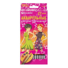 Карандаши цветные акварельные Brauberg Pretty Girls 12 цветов 180567 цена за 6 шт